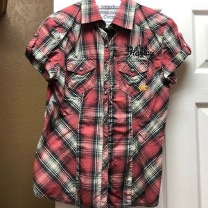 NWT Harley women’s button down plaid shirt